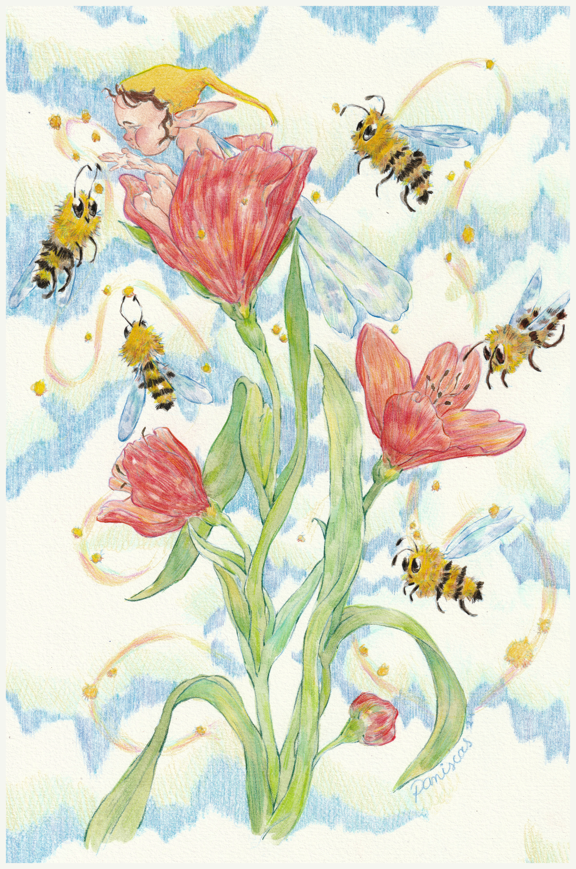 Spring (2024), watercolor and colored pencils on paper, 21 x 29 cm